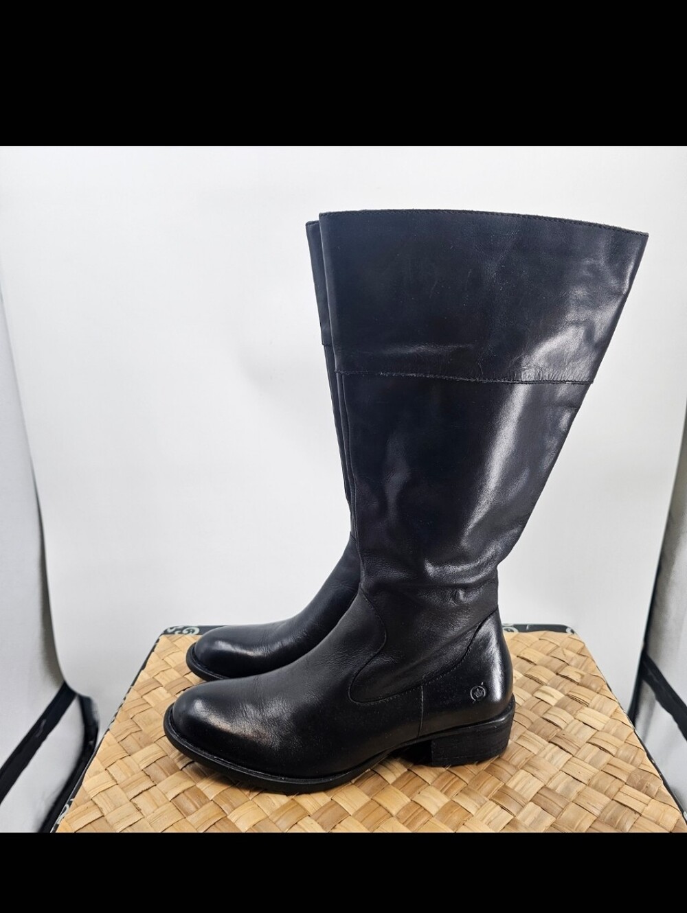 Born Classic Black Leather High Riding Boots Size 10